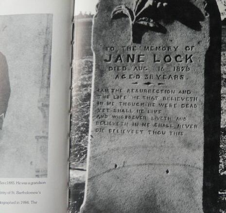 Jane Lock's gravestone, Clysedale, 1878